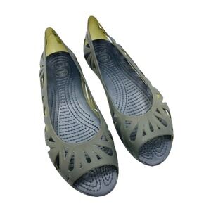 Crocs Adrina III Women's Size 9 Green Jelly Slip On Open Toe Ballet Flats Shoes